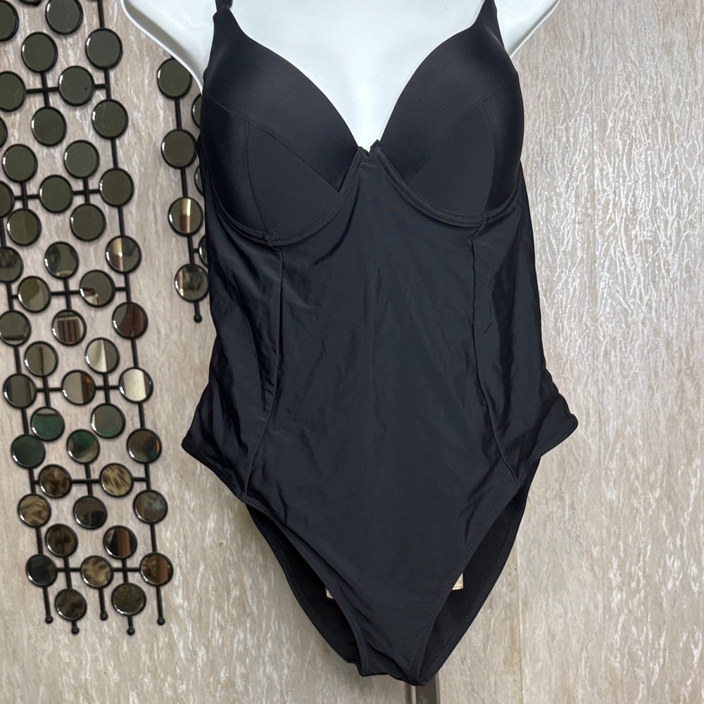 Black Women's One-Piece Swimsuit with Built-In Support